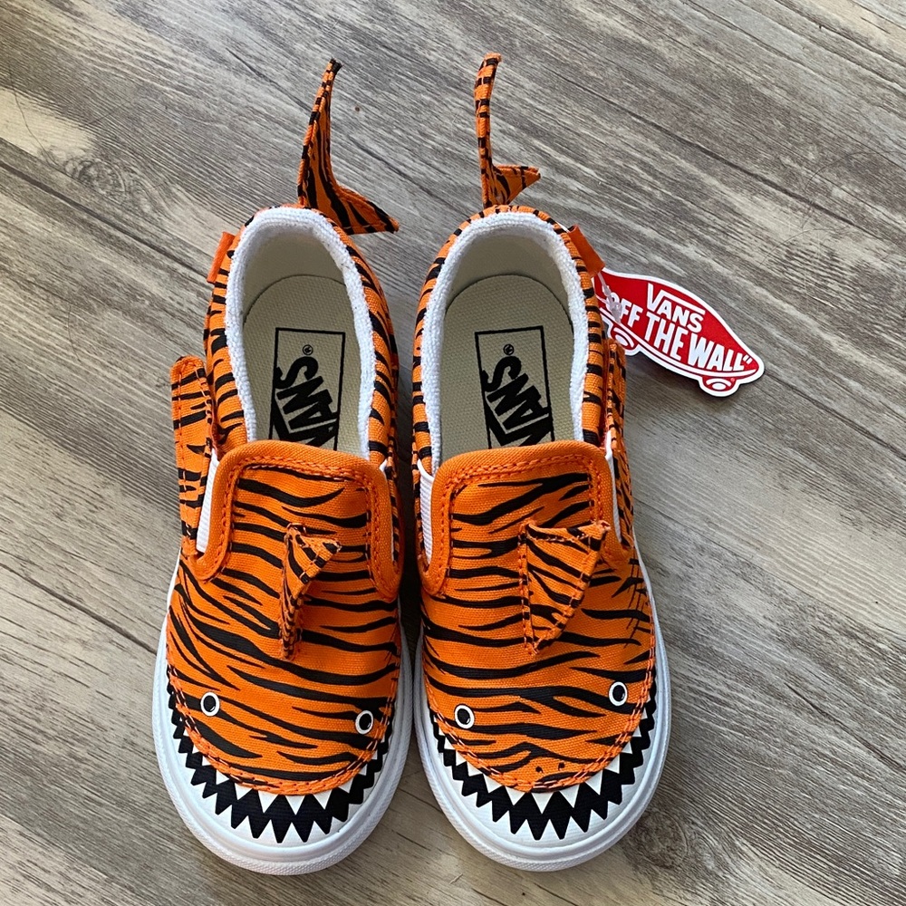 Vans Kids Orange Tiger Stripe Slip-Ons